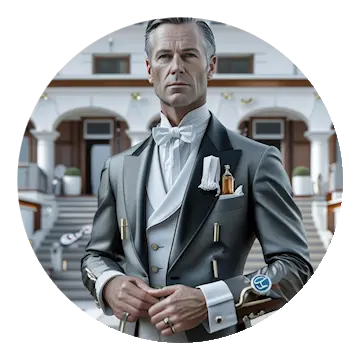 Butler im klassischen Service fuer gehobenen Privathaushalt