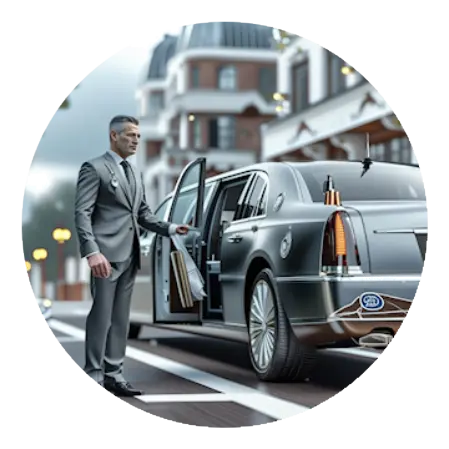 Privatchauffeur faehrt Dienstwagen fuer Familie oder Vorstand<br />