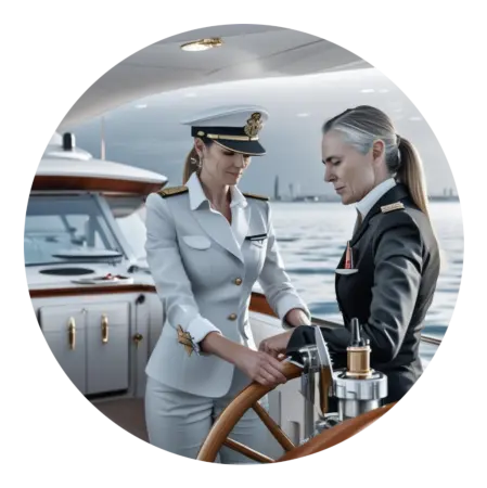 Yachtkapitaen und Crew auf exklusiver Privatjacht<br />